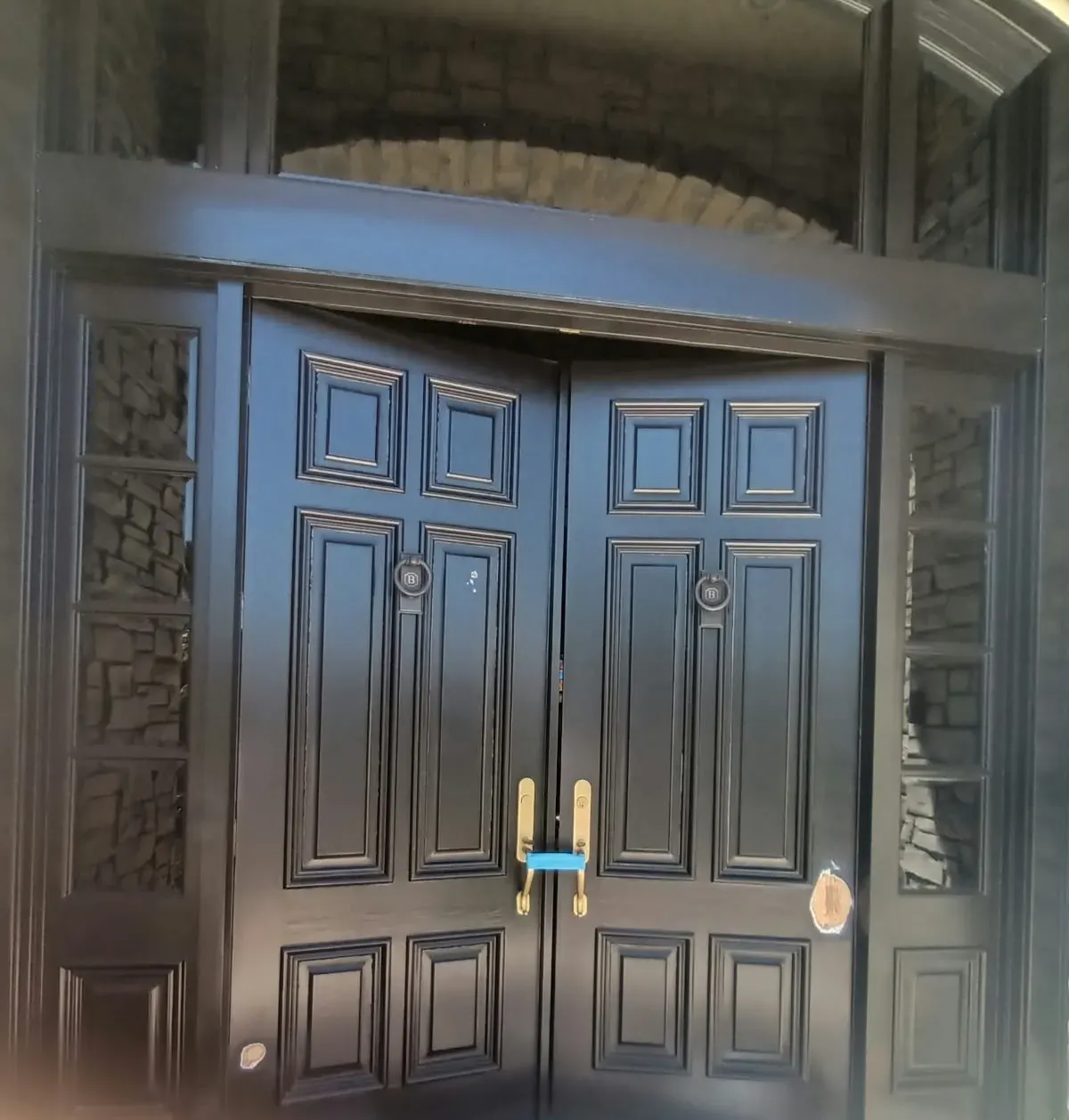 Door refinishing in San Jose, CA: dark double entry doors