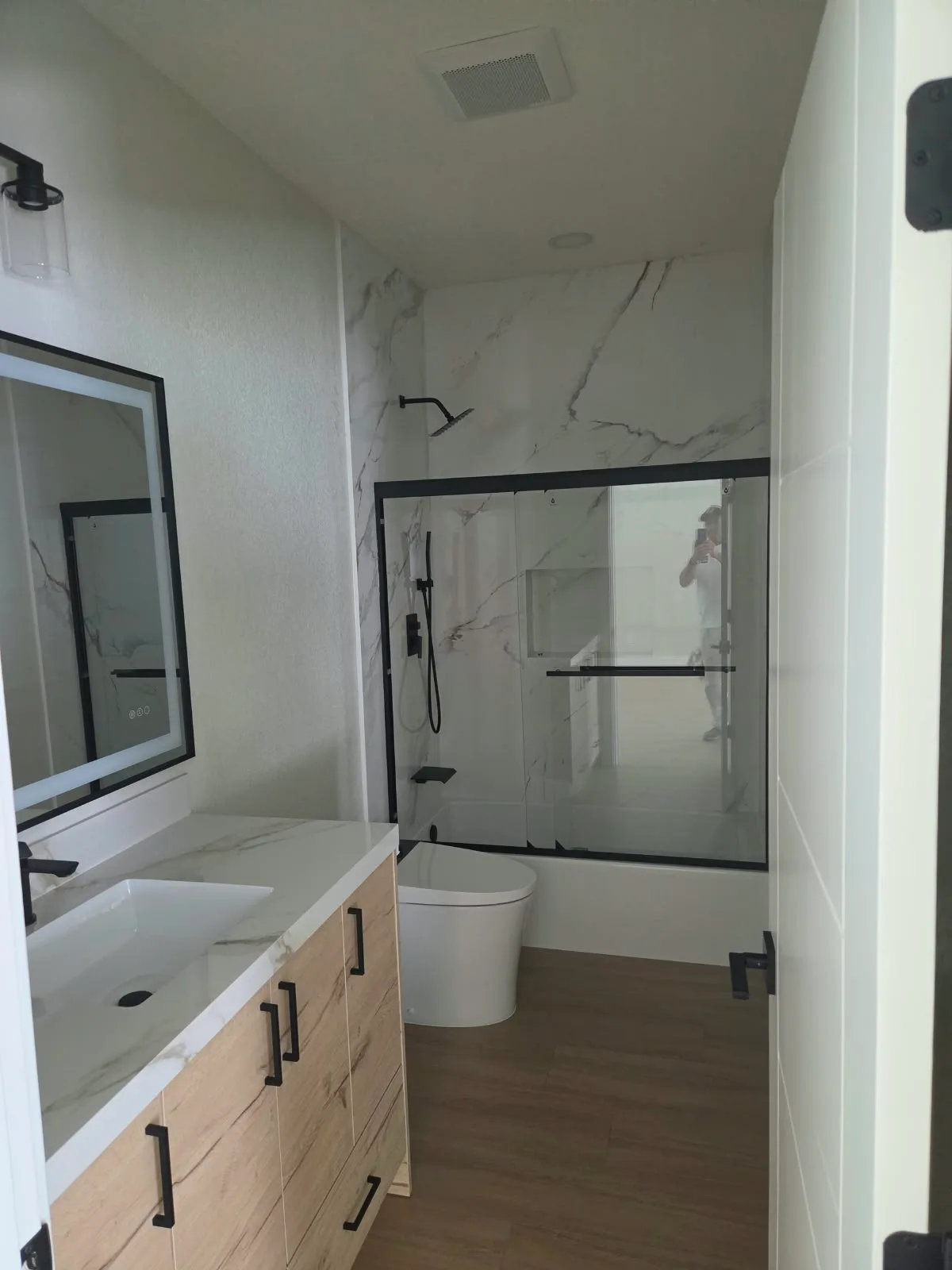 Interior painting in San Jose, CA: painted bathroom walls and door